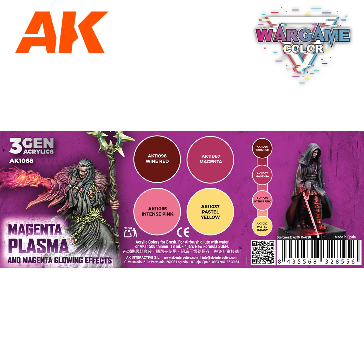 AK Interactive 3 Gen Acrylics Wargame Colour Set - Magenta Plasma and Glowing Effect - Image 2