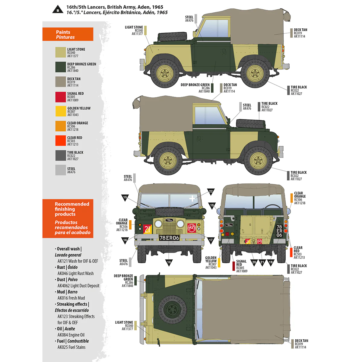 AK Interactive Land Rover 88 Series IIA Rover 8 1/35 Scale Model Kit - Image 3