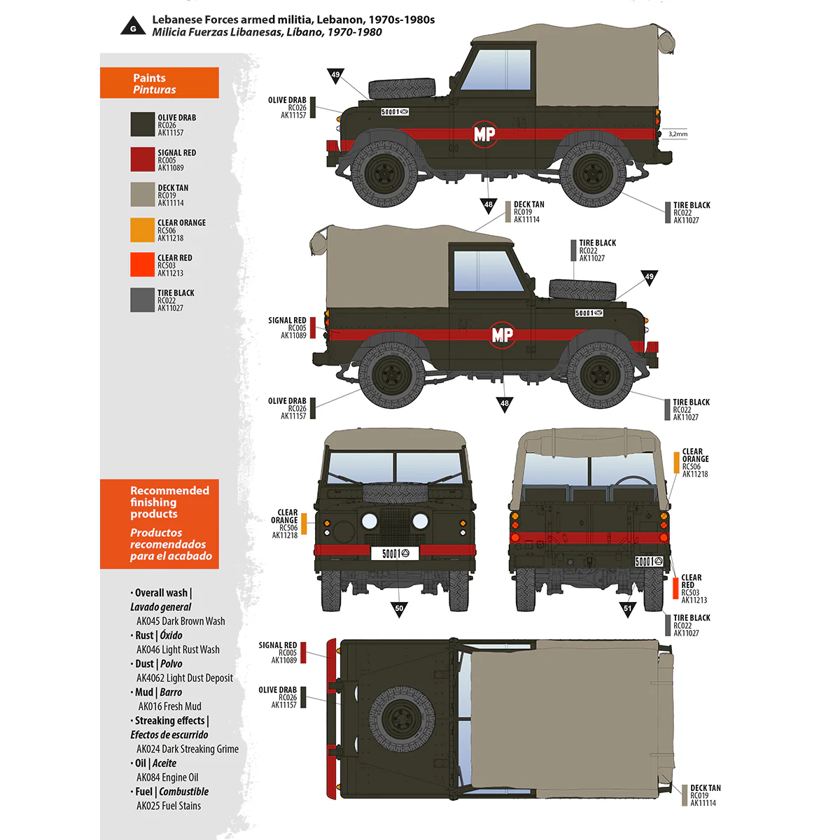 AK Interactive Land Rover 88 Series IIA Rover 8 1/35 Scale Model Kit - Image 7
