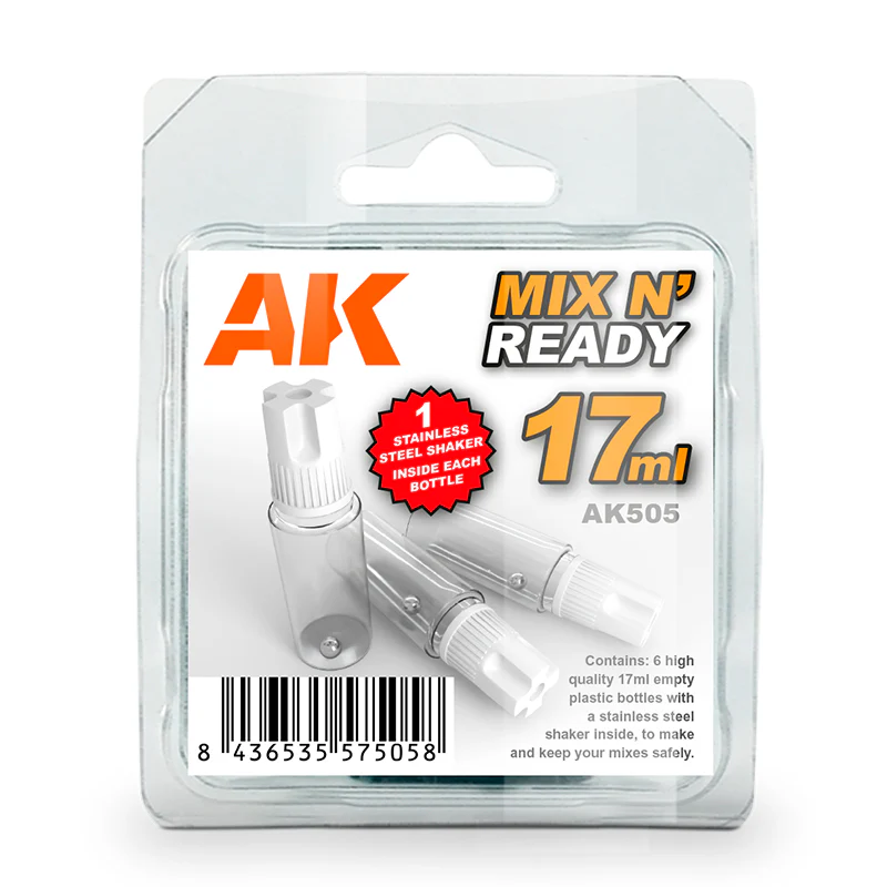 Ak Interactive Mix And Ready Acrylics Empty Jar 17ml 6-Piece Set
