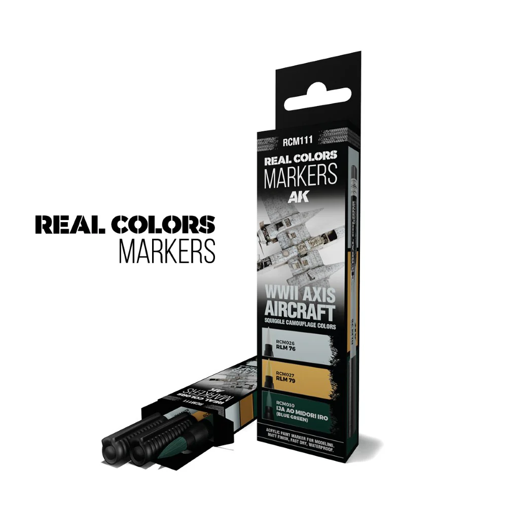 AK Interactive WWII Axis Aircraft Squiggle Camouflage Colours Real Colour Marker 3-Piece Set