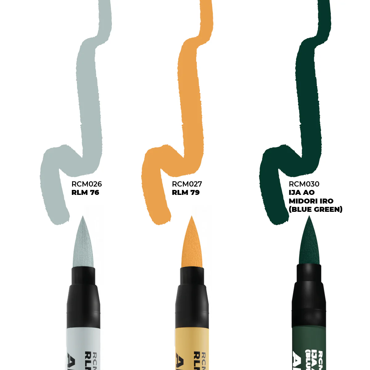AK Interactive WWII Axis Aircraft Squiggle Camouflage Colours Real Colour Marker 3-Piece Set - Image 2