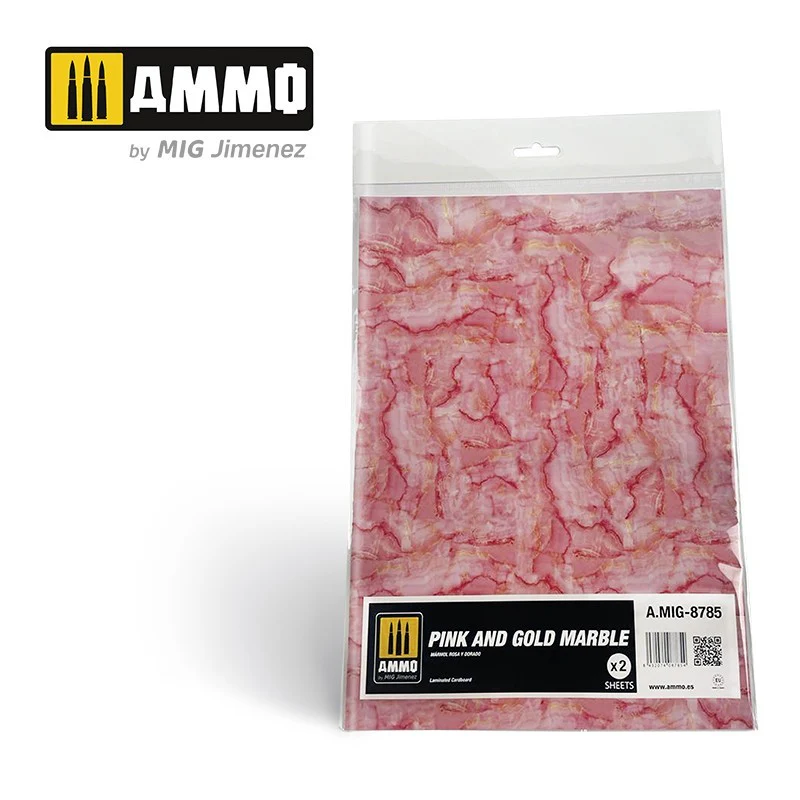 Ammo by MIG Dioramas Sheet of Marble 2-Pieces - Pink/Gold