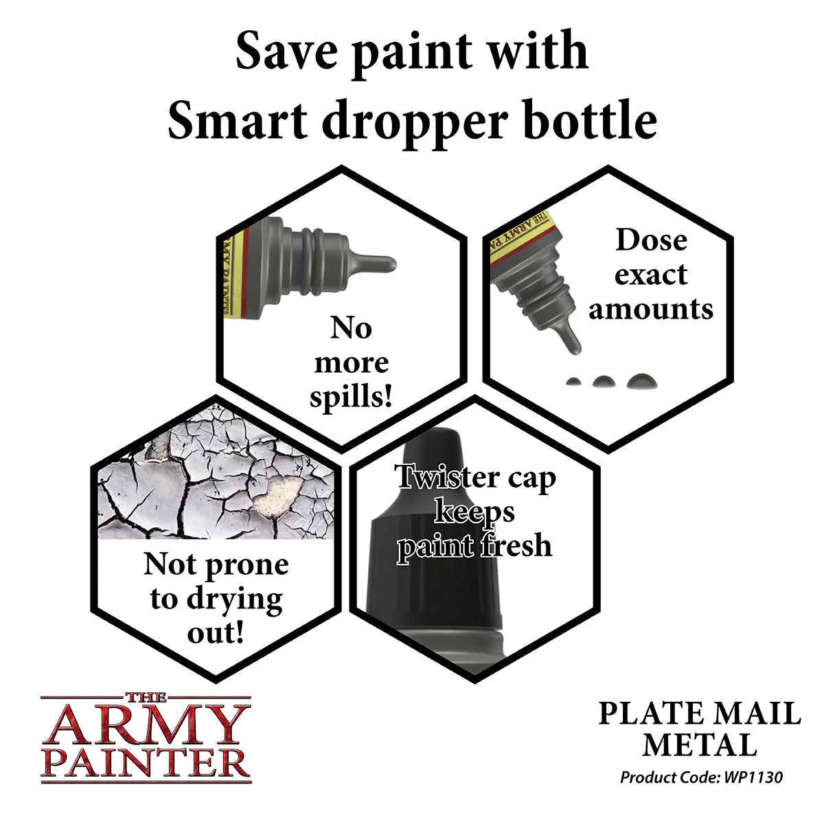 Army Painter Warpaint Metallics Acrylic Paint 18ml - Plate Mail Metal - Image 3