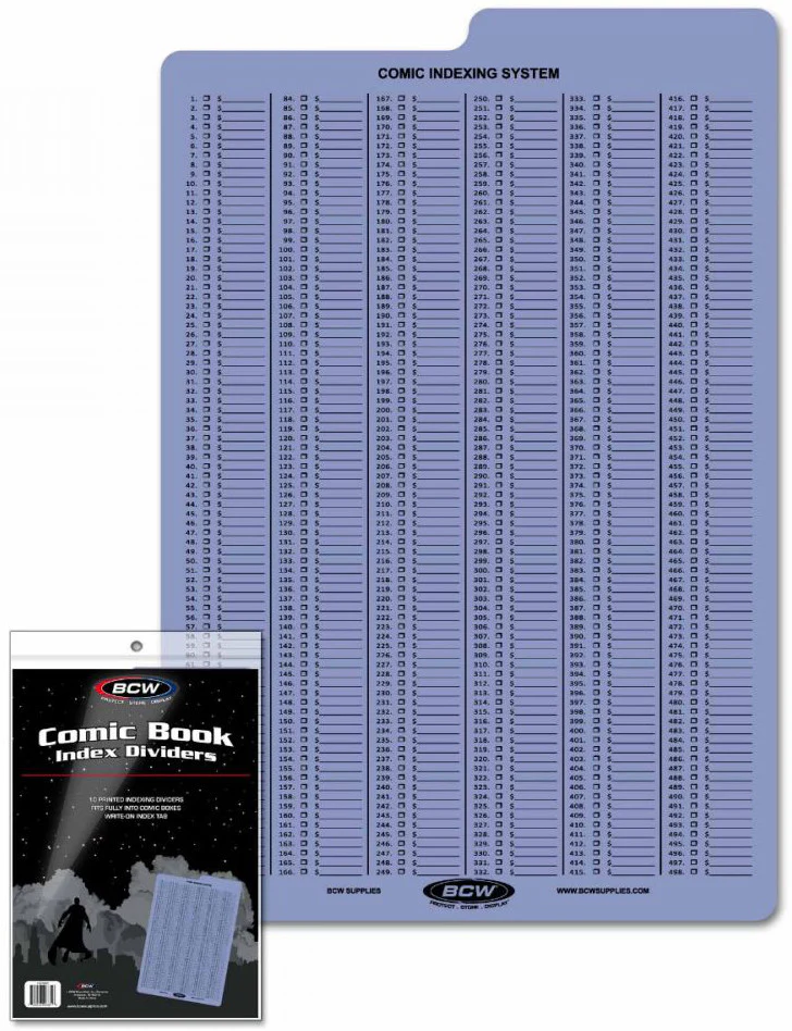 BCW - Comic Book Indexing Dividers 7 1/4-Inch x 10 3/4-Inch Size - Clear