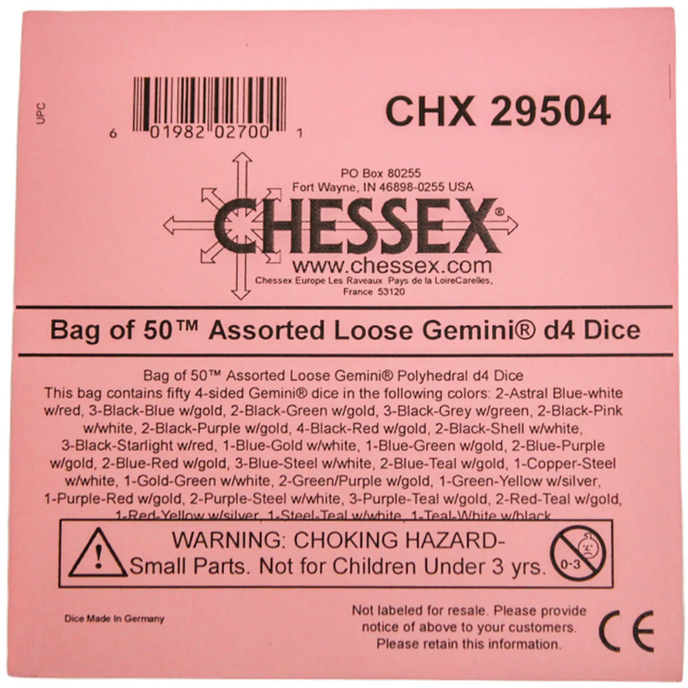 Chessex - Bag of 50 Loose Gemini d4 Polyhedral Dice - Assorted - Image 2