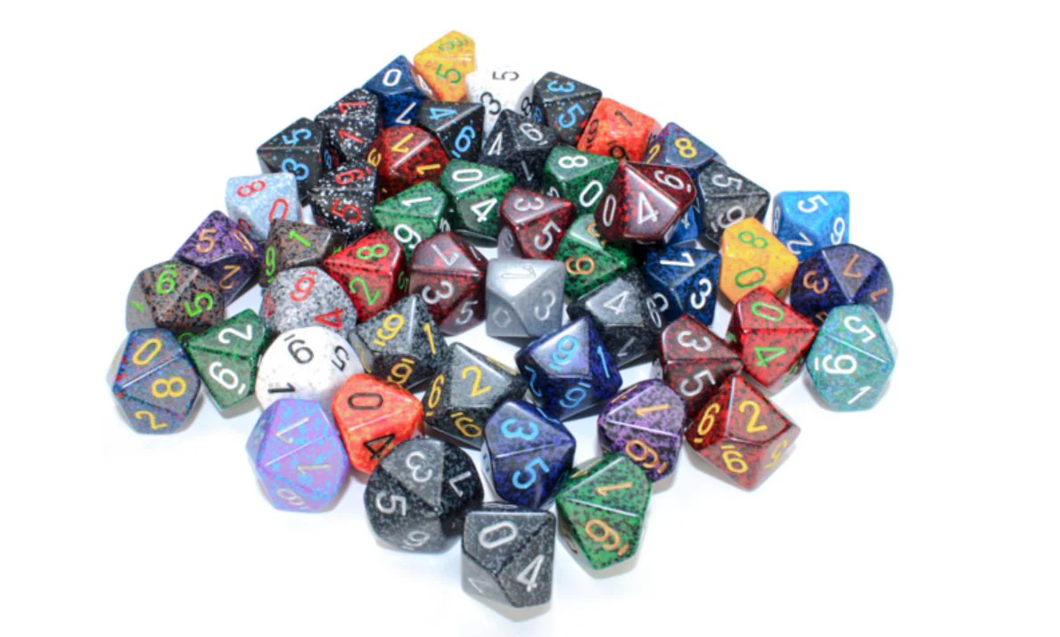 Chessex - Bag of 50 Speckled d10 Polyhedral Dice - Assorted