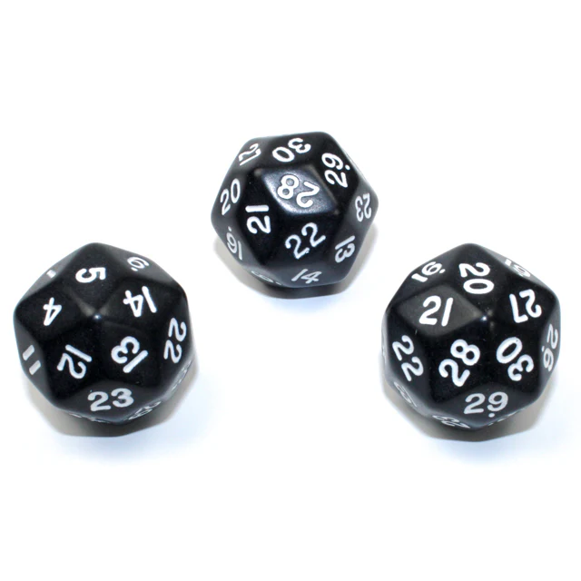 Chessex - CHX KOP06006 33mm d30 Opaque Black/white