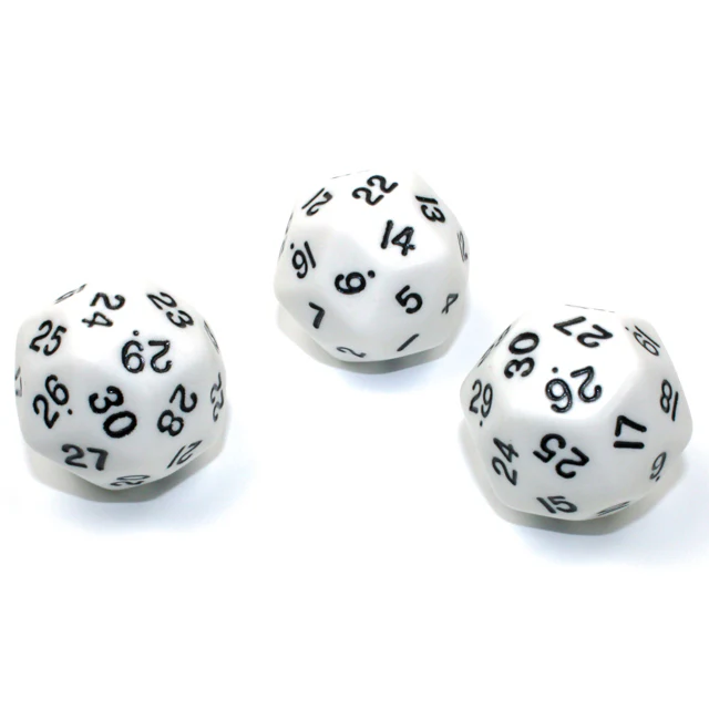 Chessex - CHX KOP06010 33mm d30 Opaque White/black