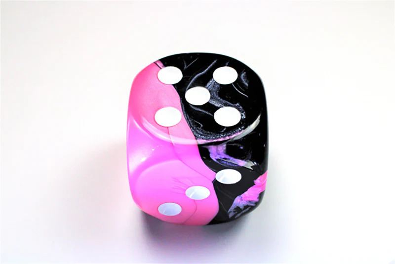 Chessex - Gemini D6 Dice with Pips 50mm - Black/Pink/White