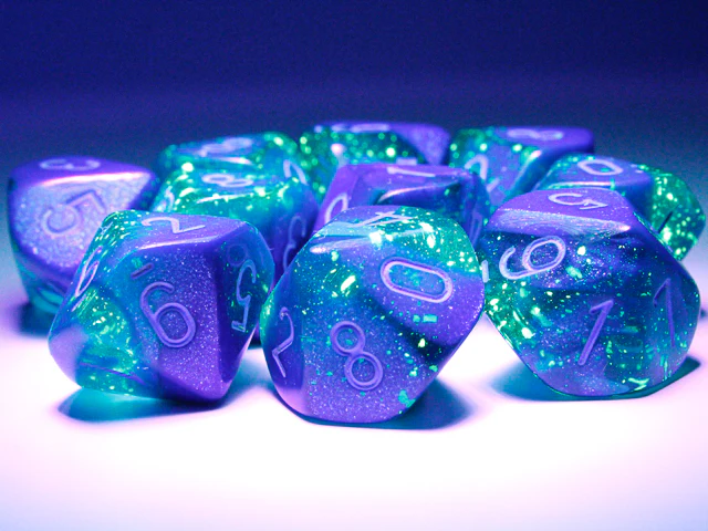 Chessex - Gemini Luminary d10 Dice 10-Piece Set - Blue-Blue/Light Blue - Image 3