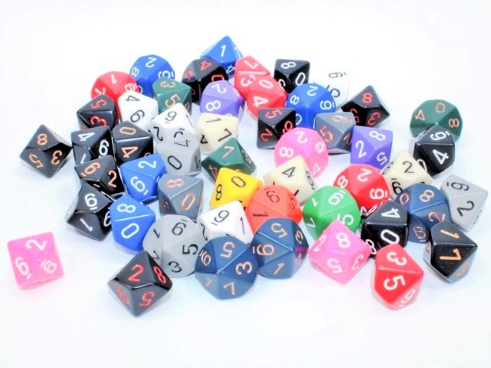 Chessex - Opaque Polyhedral d10 Dice Bag of 50 - Assorted - Image 2