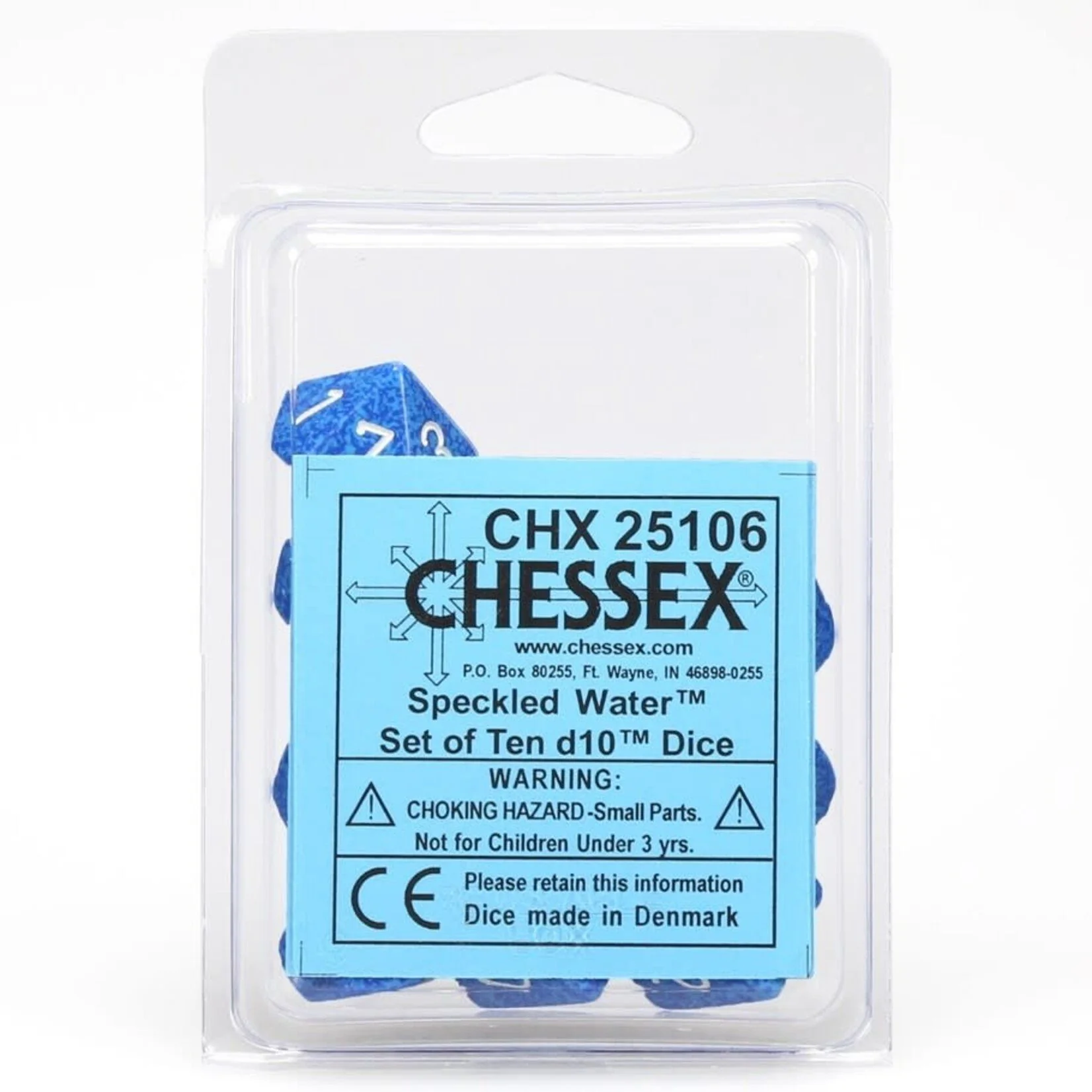 Chessex - Speckled Water d10 Dice 10-Piece Set - Blue