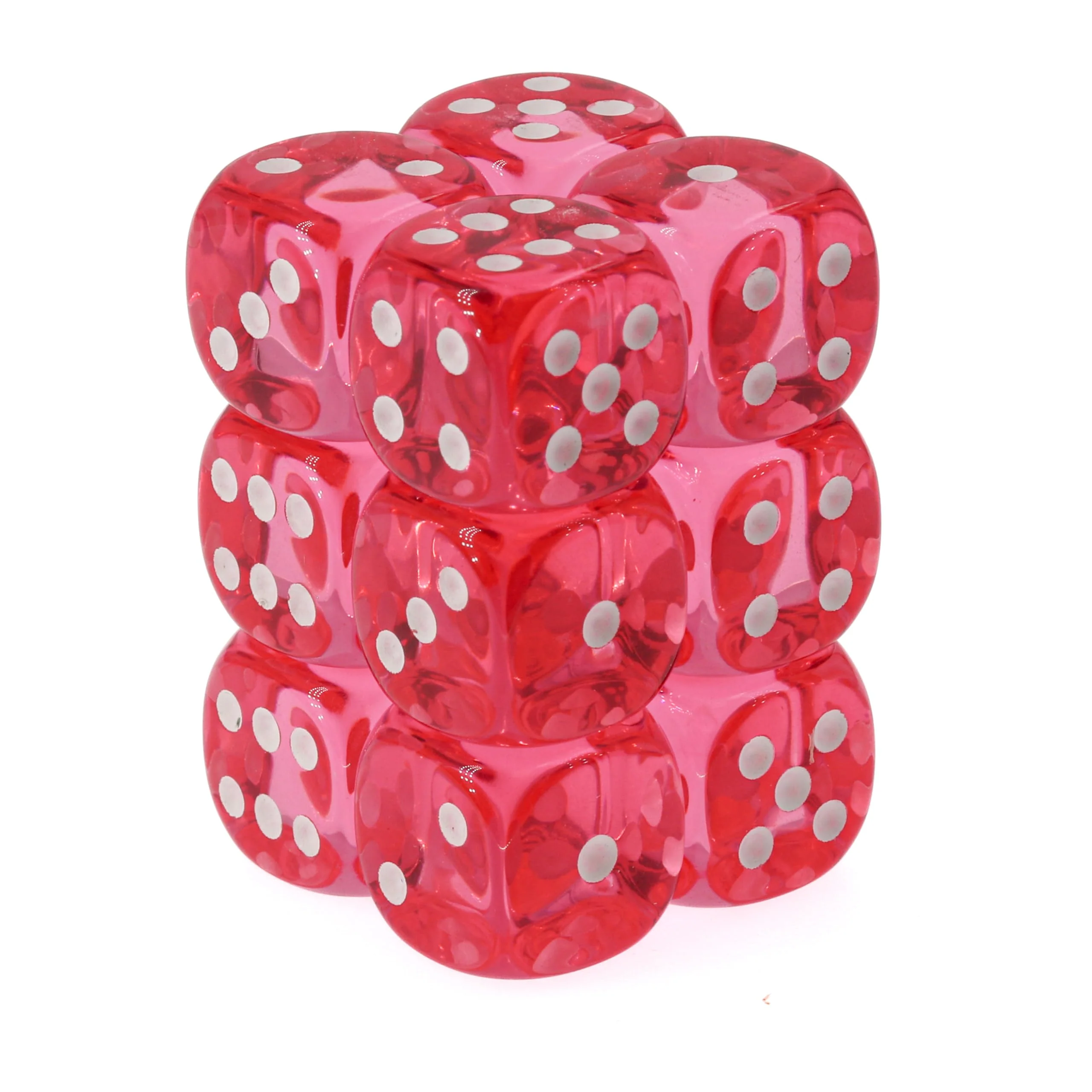 Chessex - Translucent 16mm d6 Dice Block 12-Piece Set - Pink/White - Image 2