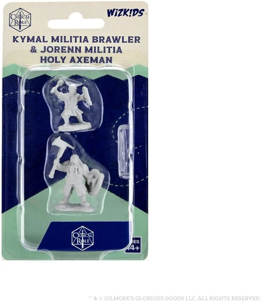 Critical Role Wave 2 - Kymal Militia Brawler & Jorenn Militia Holy Axeman Unpainted Miniatures
