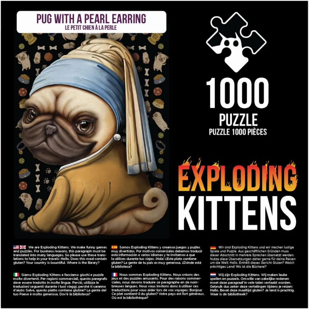 Exploding Kittens Pug with a Pearl Earring - 1000 Piece Jigsaw - Image 2
