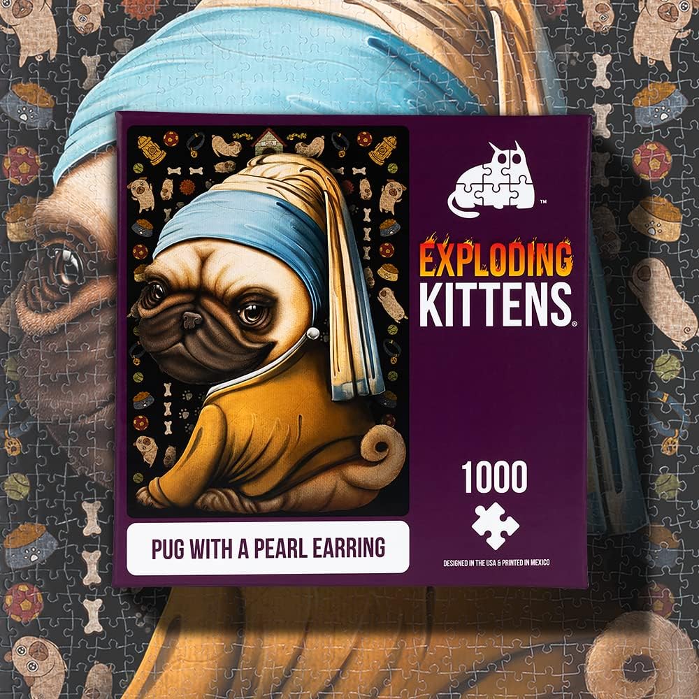 Exploding Kittens Pug with a Pearl Earring - 1000 Piece Jigsaw - Image 3