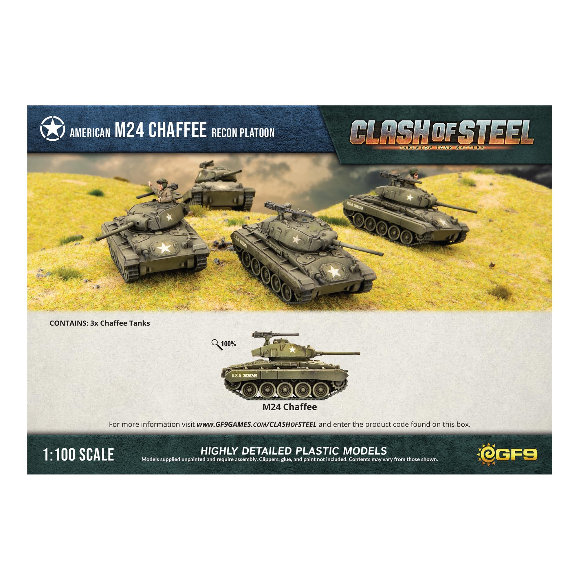 Gale Force Nine Clash of Steel: M24 Chaffee Recon Platoon Miniature (GF9CSU06) - Image 2