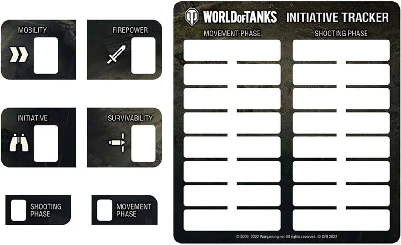 Gale Force Nine World of Tanks Miniatures Game Stat Token Set