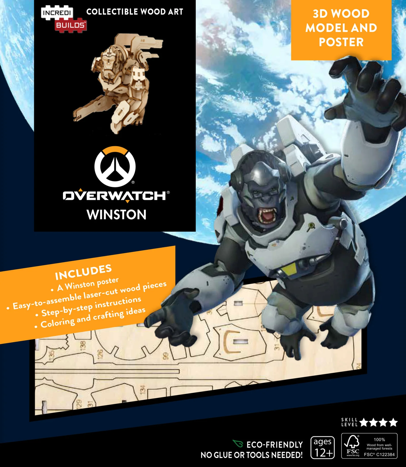 Incredibuilds Overwatch: Winston 3D Wood Model and Poster