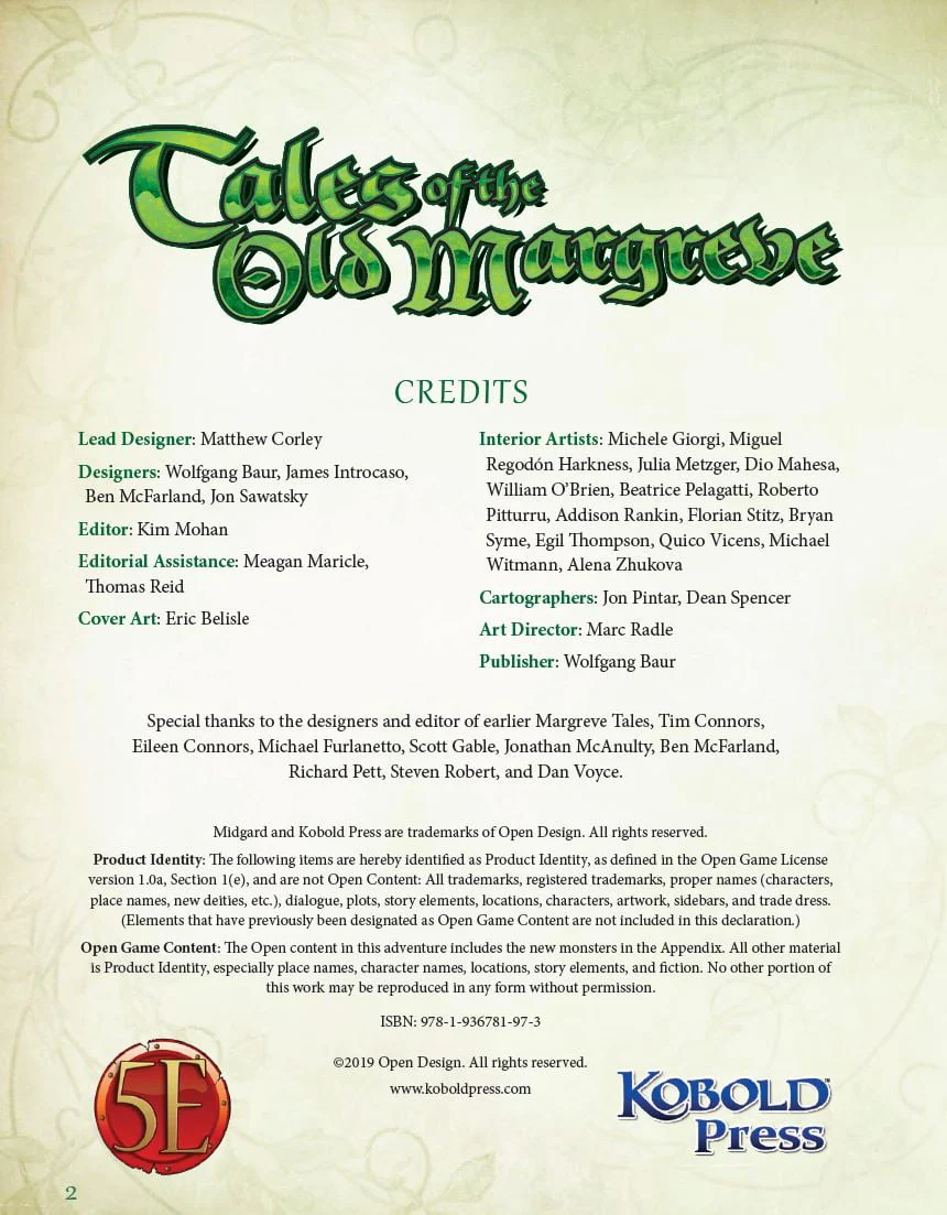 Kobold Press Tales of the Old Margreve Sourcebook for 5th Edition - Image 2