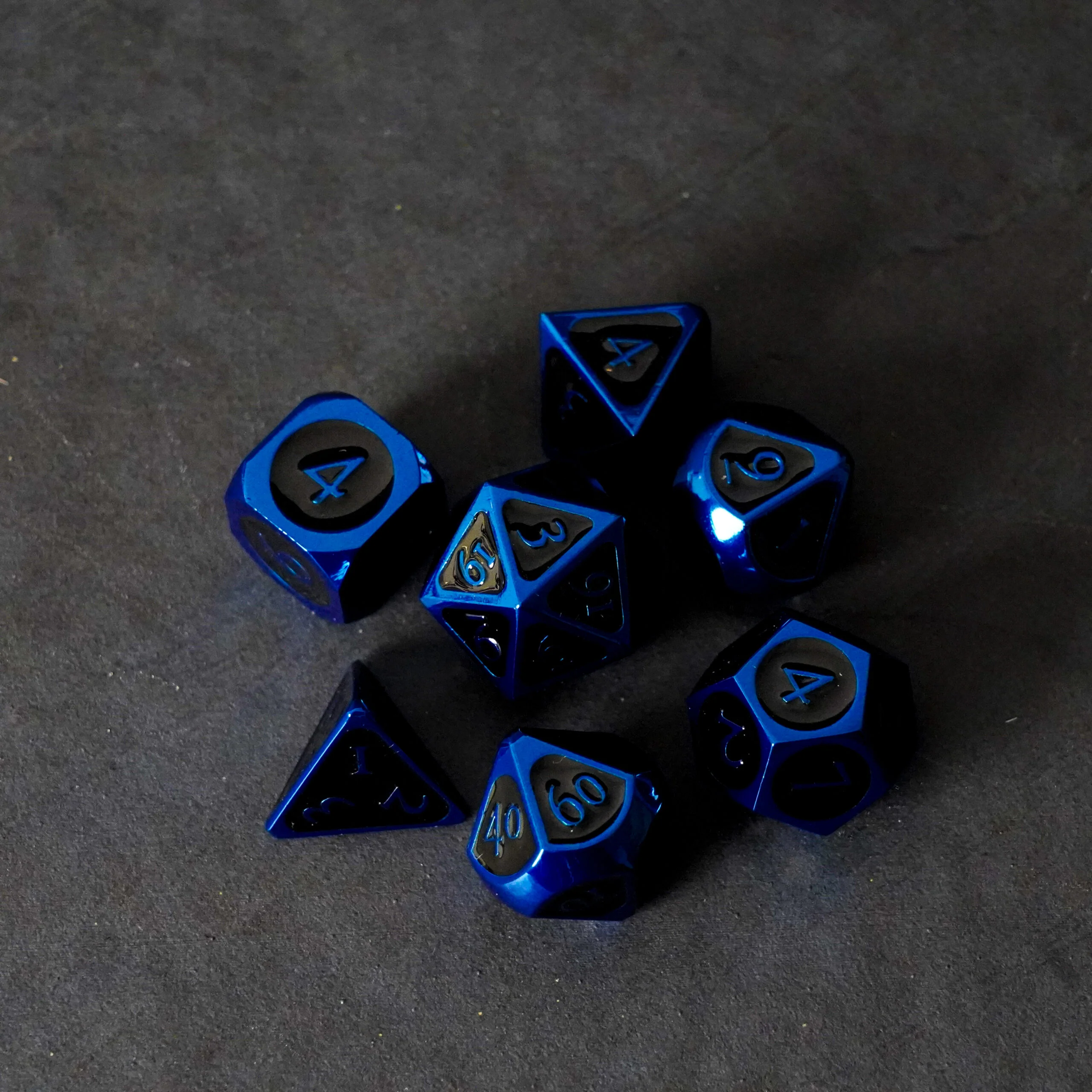 Metallic Dice Games - Metal Polyhedral 16mm RPG Dice Set - Blue/Black Enamel - Image 3