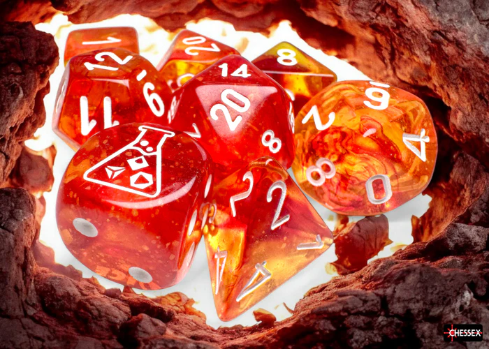 Nebula Molten/White Luminary Polyhedral 7-Dice Set (Bonus Die Included)