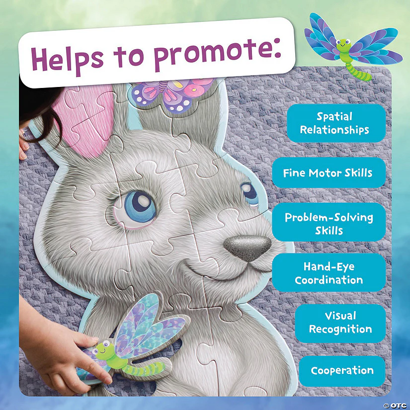 Peaceable Kingdom Shimmery Bunny - 41 piece Floor Puzzle - Image 6
