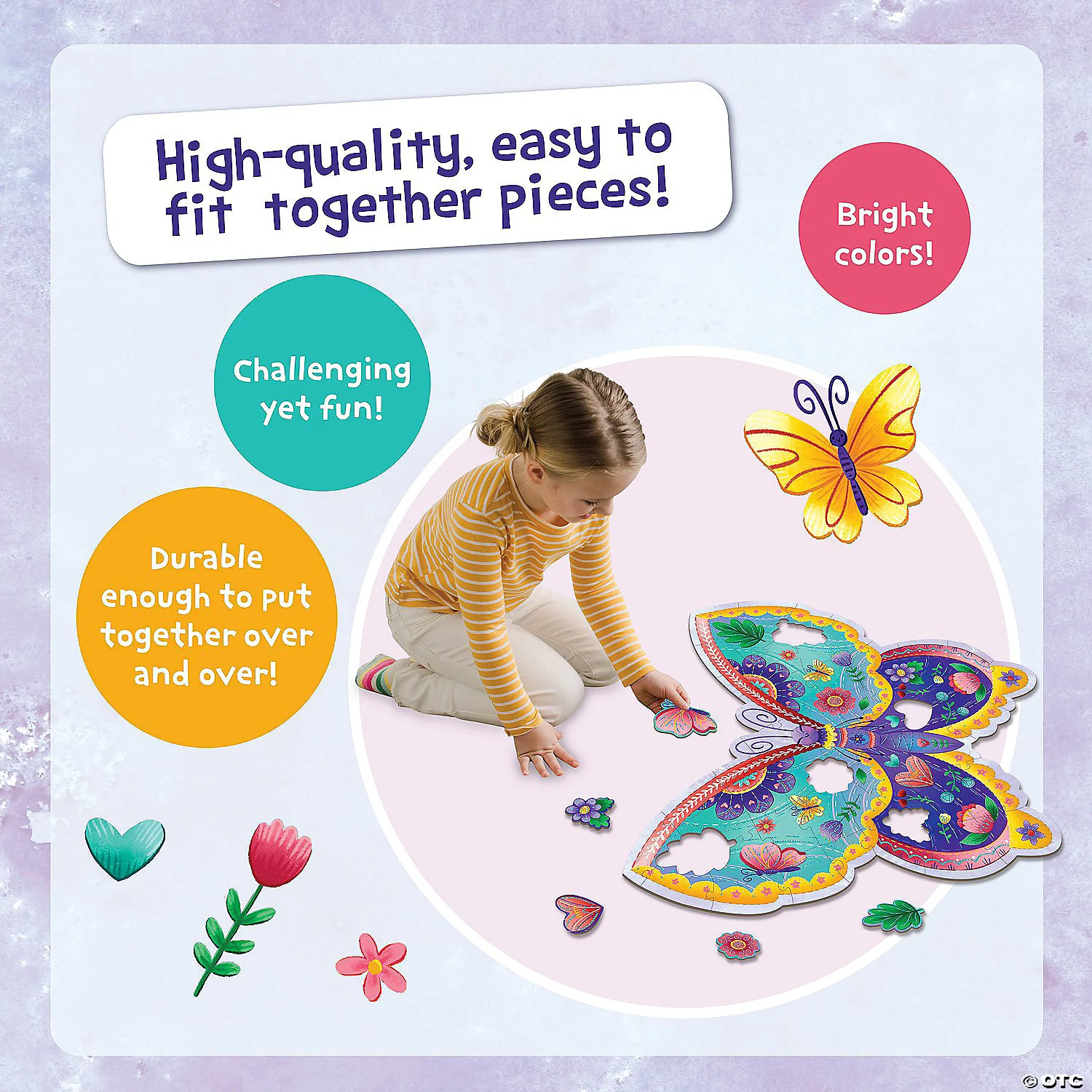 Peaceable Kingdom Shimmery Butterfly - 53 piece Floor Puzzle - Image 3
