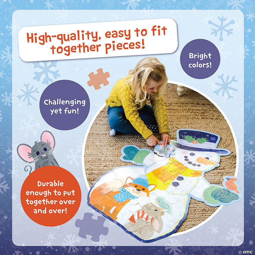 Peaceable Kingdom Shimmery Snowman - 40 piece Floor Puzzle - Image 3