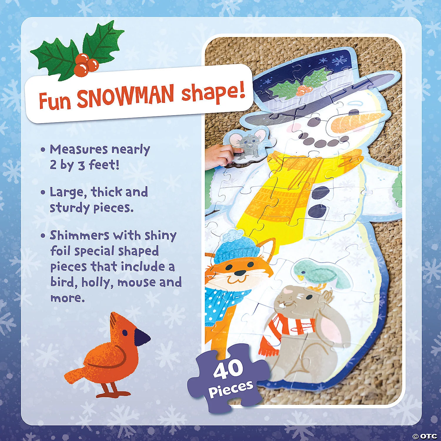 Peaceable Kingdom Shimmery Snowman - 40 piece Floor Puzzle - Image 4