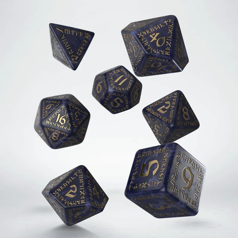 Q Workshop - Runic RPG Dice Set - Mixed-Blue/Gold - Image 2