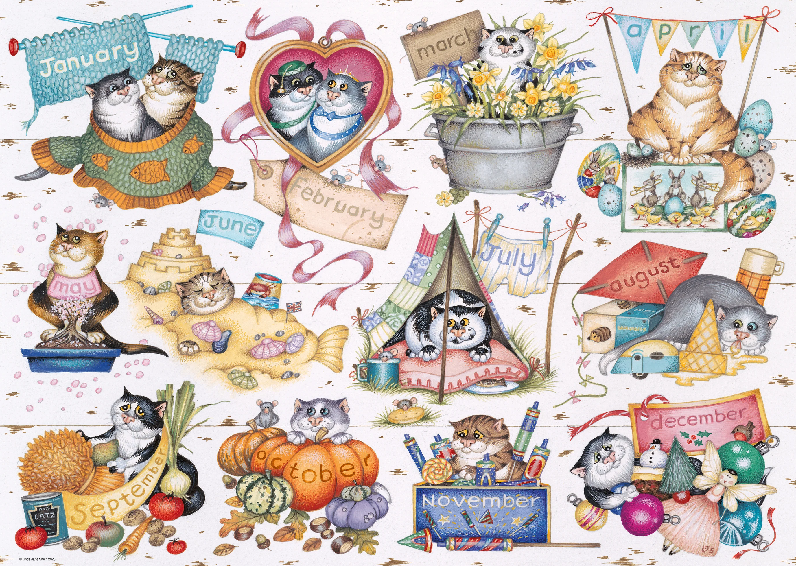 Ravensburger Crazy Cats Cats Calendar Puzzle 1000 Pieces - Image 2