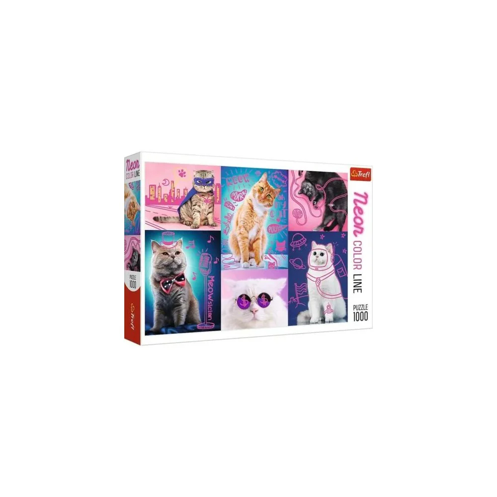 Trefl Park - Neon Colour Line Cats 1000 Piece Puzzle