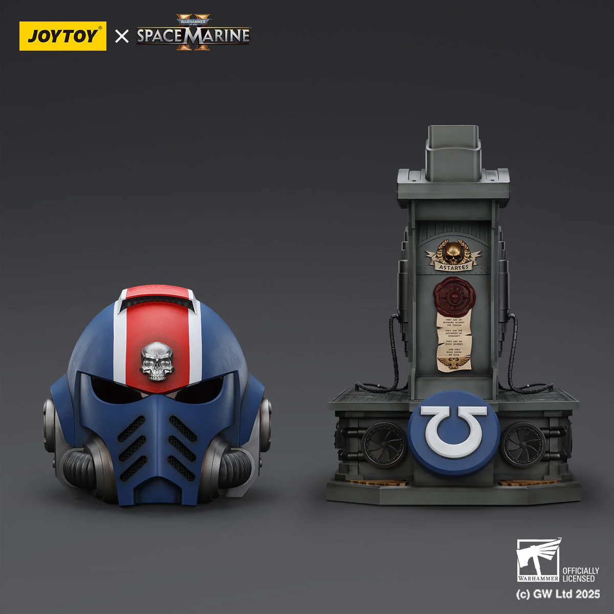 U2 Warhammer Collectibles: 1/1 Scale Ultramarines Lieutenant Titus' Mkx Helmet & Display Stand - Image 6