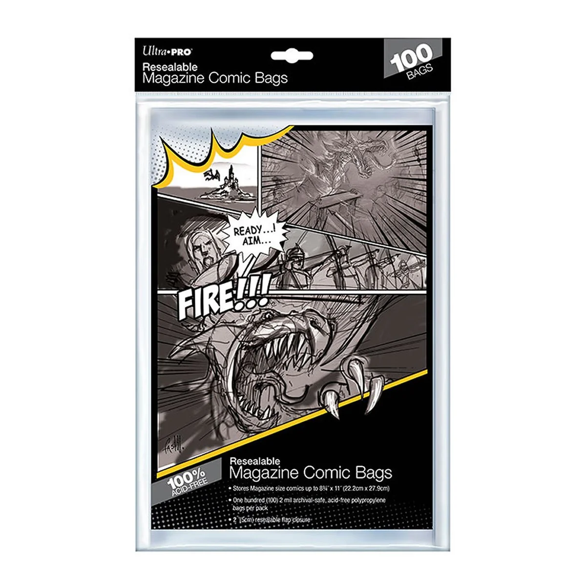 Ultra Pro Magazine Size Resealable Comic Bag 100-Piece Set 8-3/4" x 11"