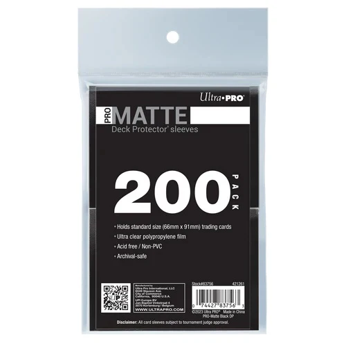 Ultra Pro - PRO-Matte Standard Deck Protector Sleeves 200 Pack Bundle - Black