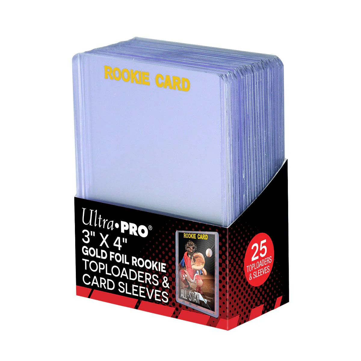 Ultra Pro - UP15282 Rookie Gold Toploaders & Card Sleeves Combo 25-Pieces 3 Inch x 4 Inch Size - Clear