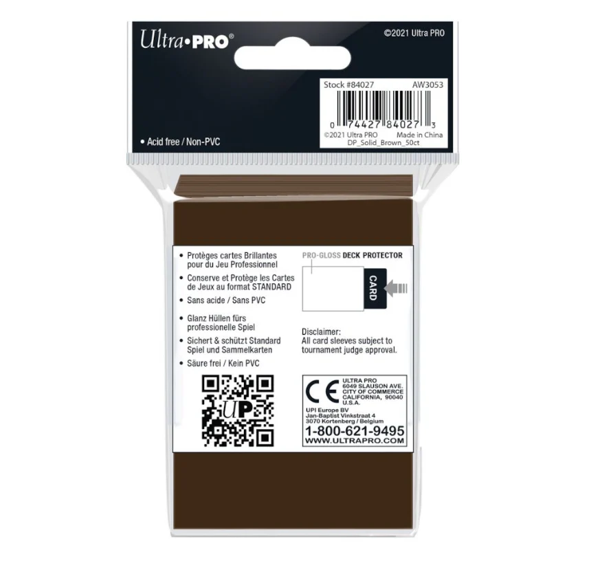 Ultra Pro UP84027 PRO-Gloss Standard Deck Protector Sleeves 50-Piece Set - Brown - Image 2