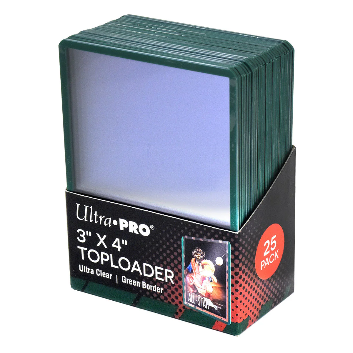 Ultra Pro UP84916 Green Border Toploader 25-Piece Set 3" x 4"