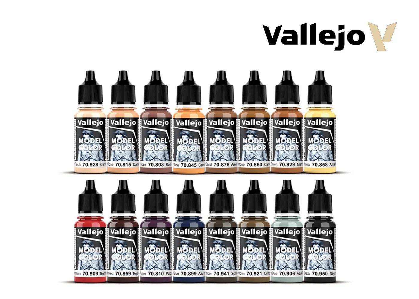 Vallejo Face & Skin Tones Acrylic Model Colour 16-Piece Set - Image 2