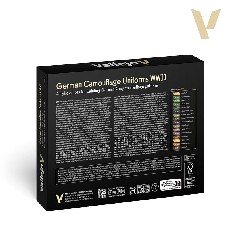 Vallejo Model Colour German Camouflage Uniforms WWII Figure 16-Piece Paint Set - Image 2